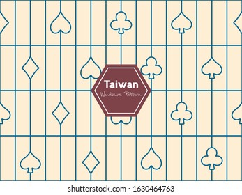 Retro line seamless pattern background. Vector illustration for elegant design. Abstract geometric photo frame. Stylish decorative bright label set. Poker pattern.Taiwan windows pattern
