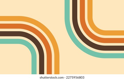 Retro lines background. Colorful 60s and 70s circular stripes style vector illustration design.