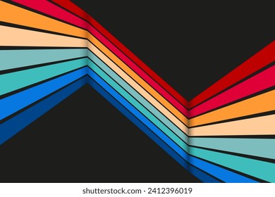 Retro lines background. Colorful 60s and 70s circular stripes style vector illustration design.