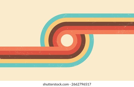 Retro lines background. Colorful 70s stripes vector background