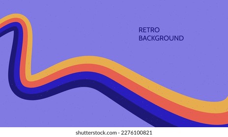 Retro lines background. Colourful wavy path wallpaper. Vintage curved stripes and lines backdrop. Vector design in 60s, 70s or 80s style.