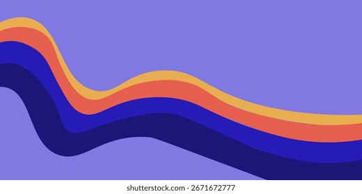 Fondo de líneas retro. Fondo de pantalla ondulado colorido del camino. Fondo de líneas y rayas curvas de Antiguas. Diseño de Vector en estilo de los años 60, 70 u 80.