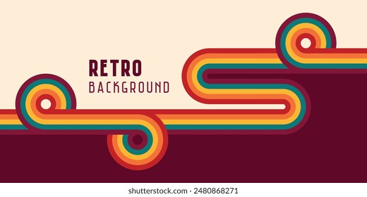 Retro Lines Background. Vintage Colorful Stripes Wallpaper. Groovy Abstract Vector Design.