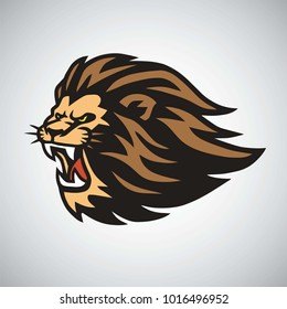 Retro Lion Head Logo Design Vector