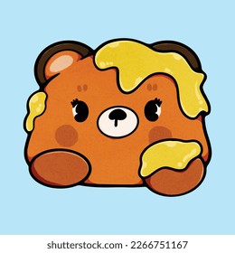 Retro Little Bear Bee Cartoon illustration vector