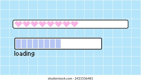 Retro Loading Window. Nostalgic Ui, Y2k Vaporwave, Psychedelic Style Computer Interface Elements. Progress Bar