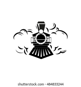 Retro locomotive outline design logo vector illustration