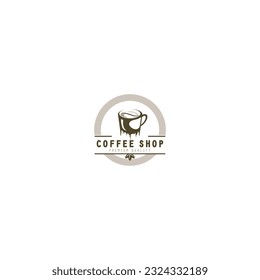 Retro logo concept of a coffee cup in soft brown color suitable for your business company icon or emblem