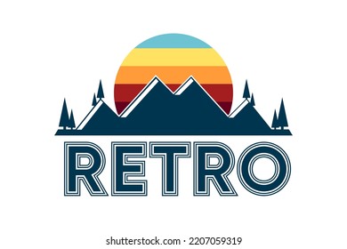 Retro Logo Design. 70s Vintage Style Concept. 1970s Era. Vector Illustration.