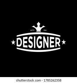 retro logo design template with black and white