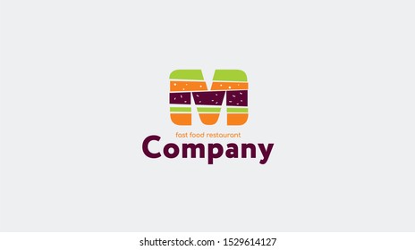 Retro logo food vector template. Logotype concept fast-food icon. Logo design template for food fast food restaurant. Letter M