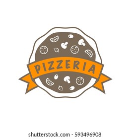 Retro logo, label, banner of pizzeria