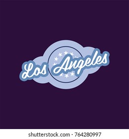 Retro logo of Los Angeles city. California, USA. Stylish graphic element. Vector icon with circle and stars