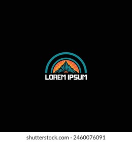 A retro logo with mountains represents strength, endurance, and adventure.
