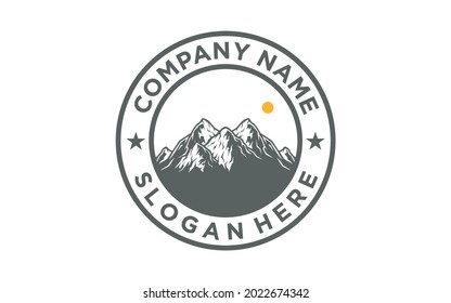 Retro logo Outdoor adventure mountain peak, summit logo icon vector illustrations 