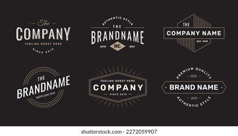Retro logo set with typography on black background. Vintage logotypes, labels and badges collection Vol. 1