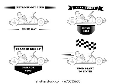 retro logo with small buggy