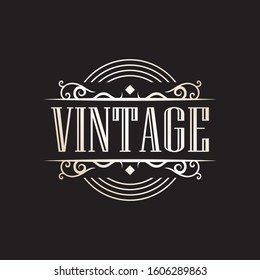 retro logo template with ornament