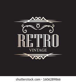 retro logo template with ornament