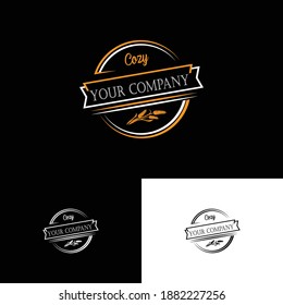 Retro logo with wheat icon logo
