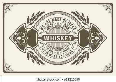 Retro logo for Whiskey or other products with Floral Frame