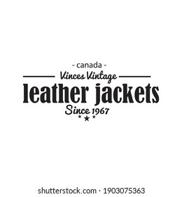Retro Logos Vector Canada Vinces Chaquetas De Cuero Vintage Desde 1967. Adecuado para logotipos, impresión de pantallas de camisetas, etc.