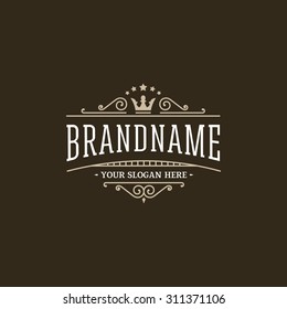 Retro logotype with crown. Vector design template.