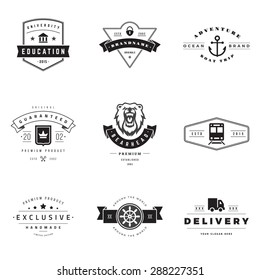 Retro Logotypes vector set. Vintage graphics design elements for logos, identity, labels, badges, ribbons, arrows and other objects. 