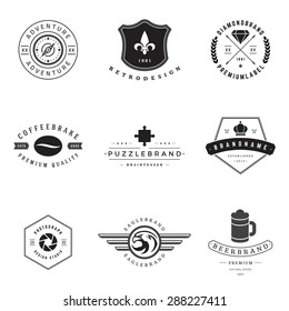 Retro Logotypes vector set. Vintage graphics design elements for logos, identity, labels, badges, ribbons, arrows and other objects. 