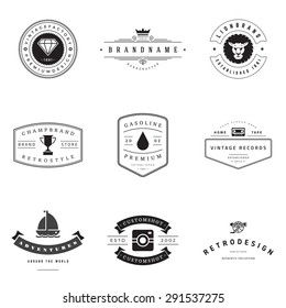 Retro Logotypes vector set. Vintage graphics design elements for logos, identity, labels, badges, ribbons, arrows and other objects. 