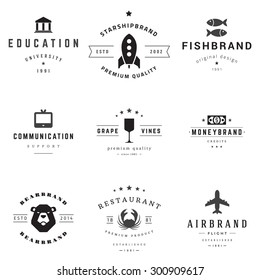 Retro Logotypes vector set. Vintage graphics design elements for logos, identity, labels, badges, ribbons, arrows and other objects. 