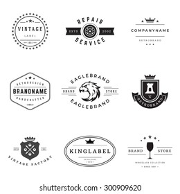 Retro Logotypes vector set. Vintage graphics design elements for logos, identity, labels, badges, ribbons, arrows and other objects. 