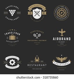 Retro Logotypes vector set. Vintage graphics design elements for logos, identity, labels, badges, ribbons, arrows and other objects. 