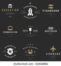 Retro Logotypes vector set. Vintage graphics design elements for logos, identity, labels, badges, ribbons, arrows and other objects. 