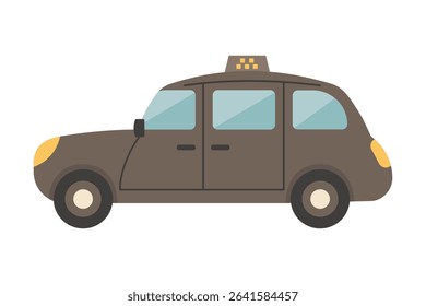 Retro London black taxi cab. Vector illustration isolated on white background.