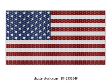 A retro looking American flag isolated on a white background