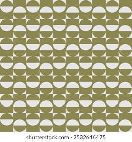 Retro looking seamless pattern with green abstract shapes on white background