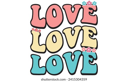 retro # love, awesome valentine t-shirt design vector file
