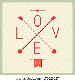 Retro love card with heart and arrows