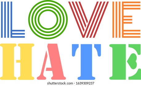 Retro love and hate vintage label