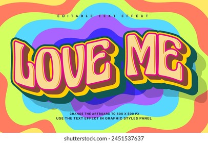Plantilla de efecto de texto editable Retro love me