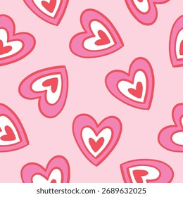 Retro Love Pattern Pink Cute Hearts Background