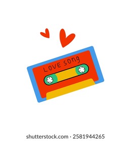 A retro love song cassette tape illustrating romance and nostalgia with its design