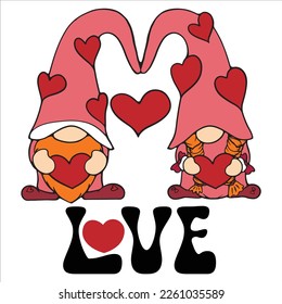 Retro Love SVG Sublimation gnomes Text Valentine