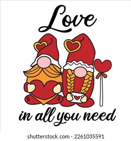 Retro Love SVG Sublimation gnomes Text Valentine