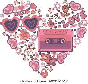 Retro Love Valentine Groovy Cute Self Love Valentine T Shirt Design