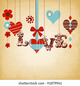 Retro love vector background