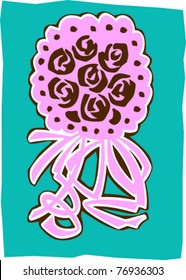 Retro Love & Weddings Flower Bouquet Vector Illustration