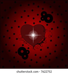 retro lovely vector hearts with branches and swirls