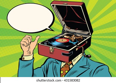 Retro lover music man gramophone phonograph